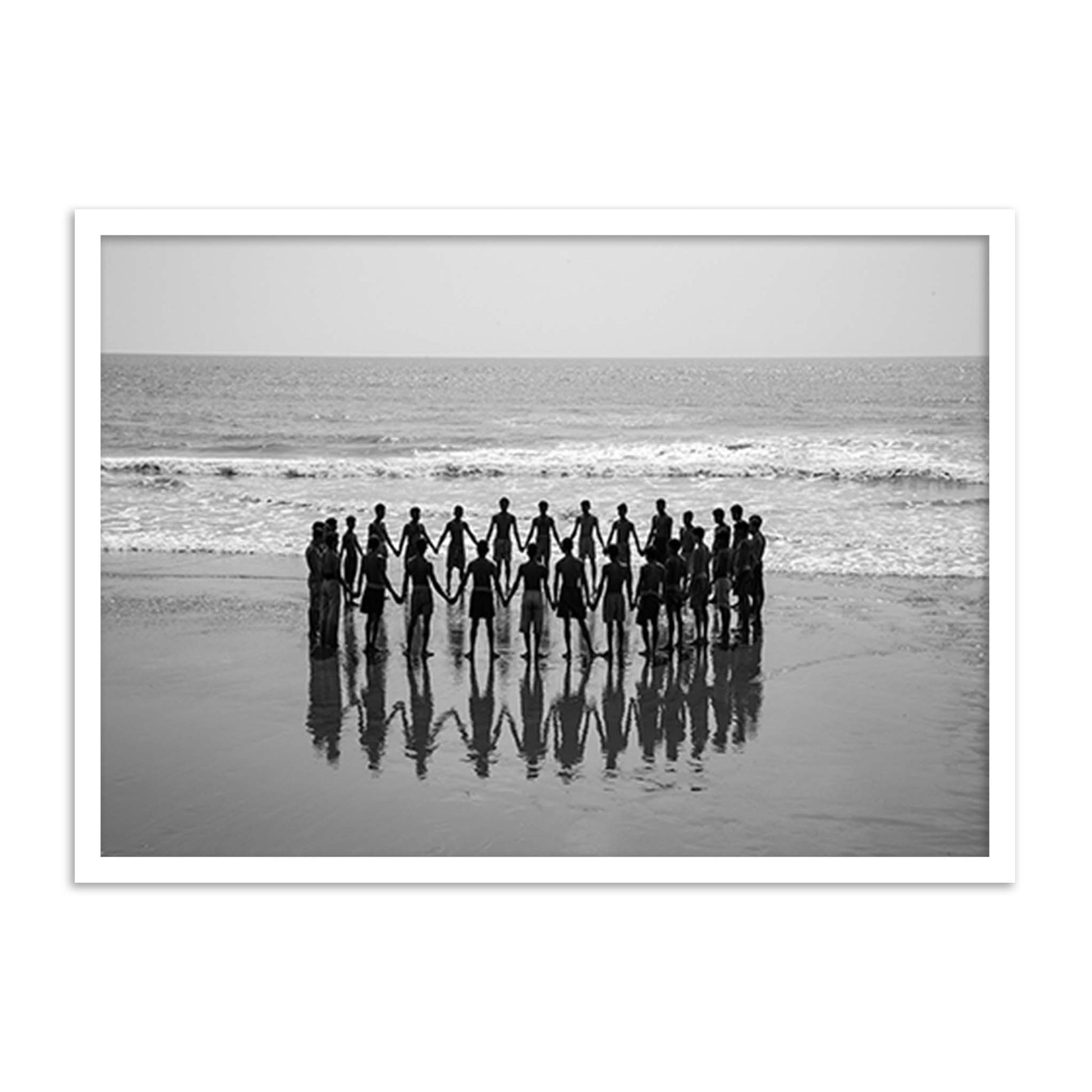 Fishermen in a circle holding hands