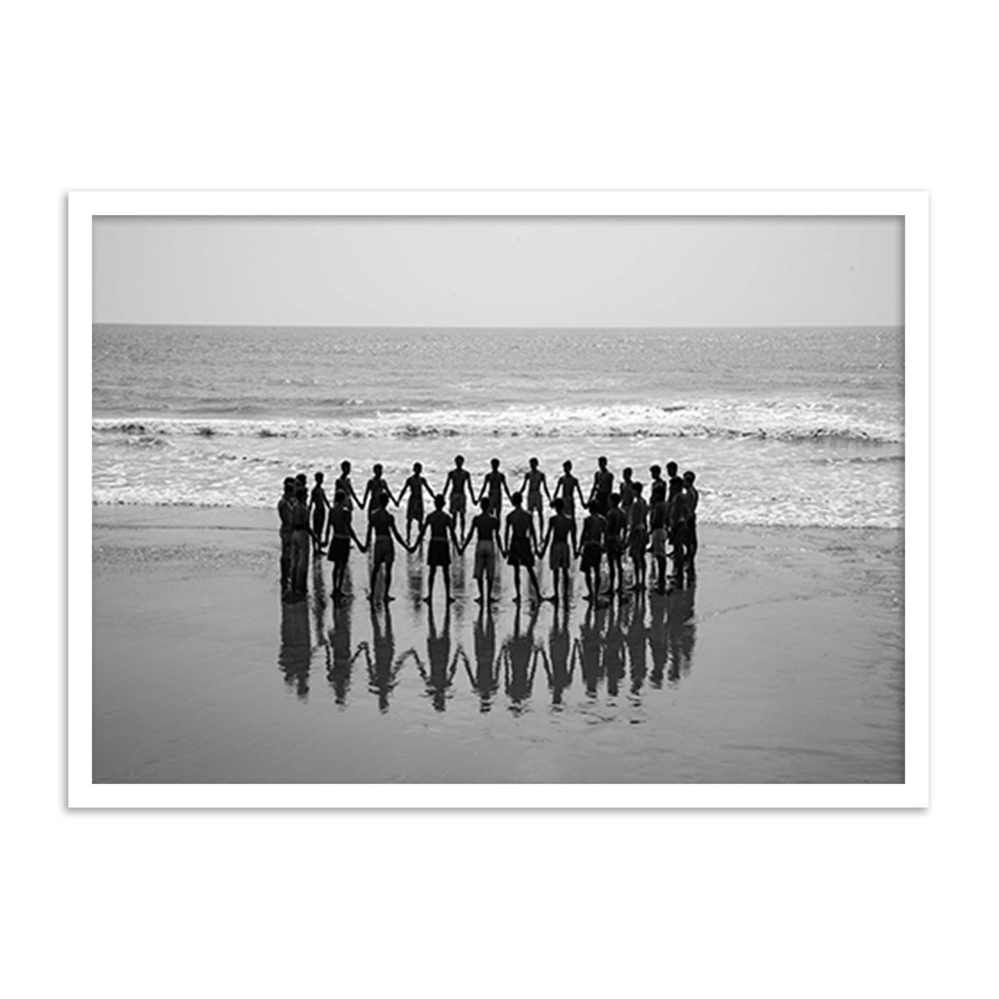 Fishermen in a circle holding hands