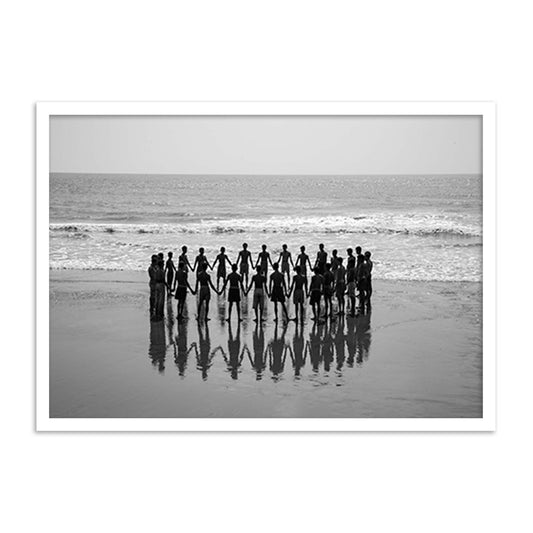 Fishermen in a circle holding hands