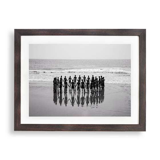 Fishermen in a circle holding hands