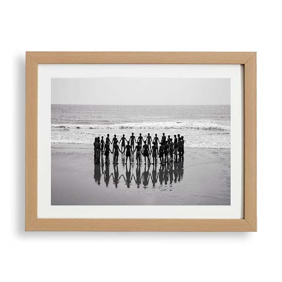Fishermen in a circle holding hands