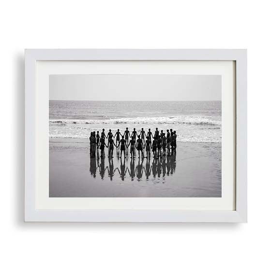 Fishermen in a circle holding hands