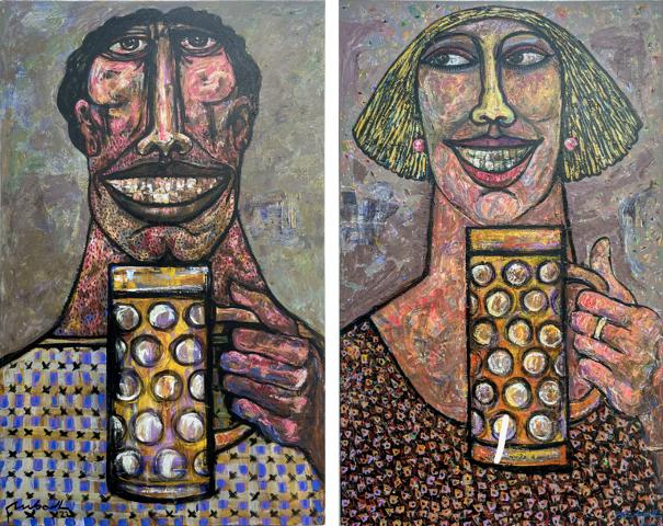 Beer Drinking Couple
