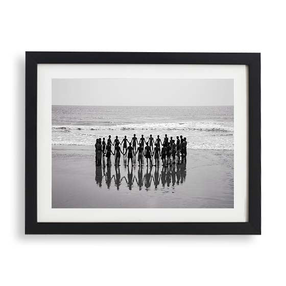 Fishermen in a circle holding hands