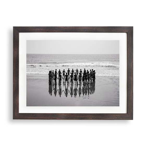 Fishermen in a circle holding hands