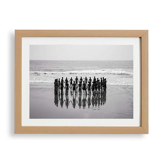 Fishermen in a circle holding hands