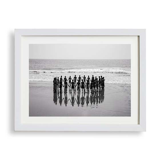 Fishermen in a circle holding hands